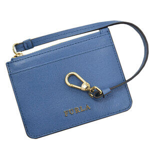 FURLA Wallet grayish Blue leather Passport